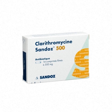 Acheter Clarithromycin - Illustration d’un flacon de gélules et de la molécule d'antibiotique