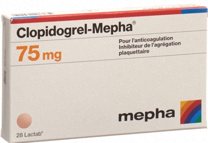 Acheter Clopidogrel - Illustration de comprimés et boîte de médicament